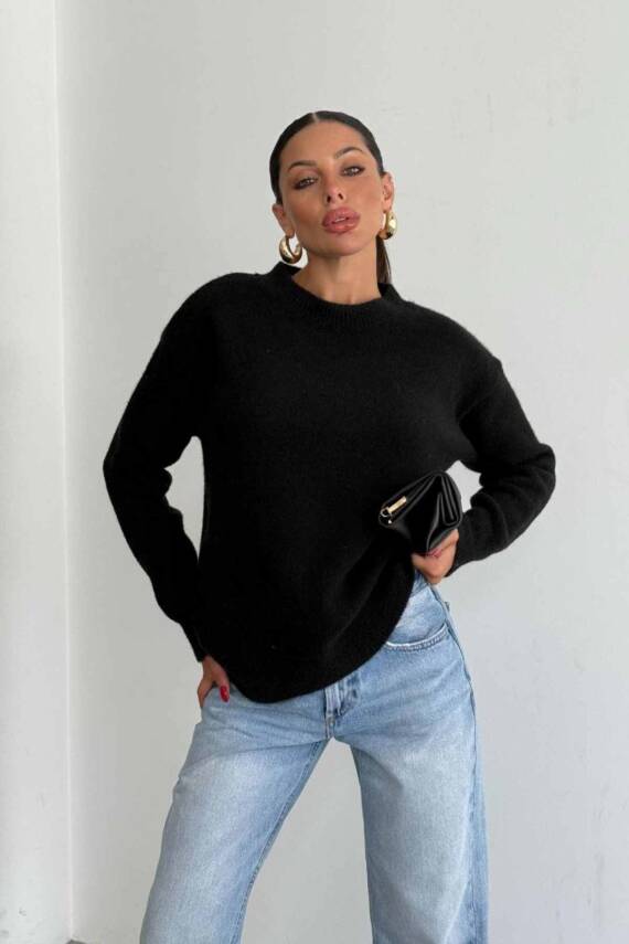 BİSİKLET YAKA ŞARDONLU TRİKO KAZAK - 1