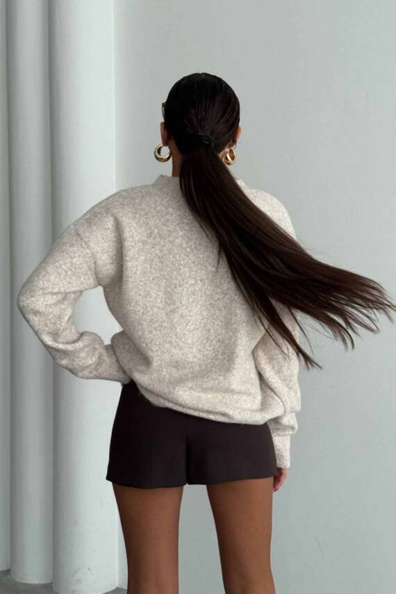 BİSİKLET YAKA ŞARDONLU TRİKO KAZAK - 2