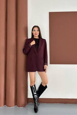 KRUVAZE YAKA İÇİ ÇİZGİ DESEN ASTARLI BLAZER CEKET MARKA MUADİL  - 3