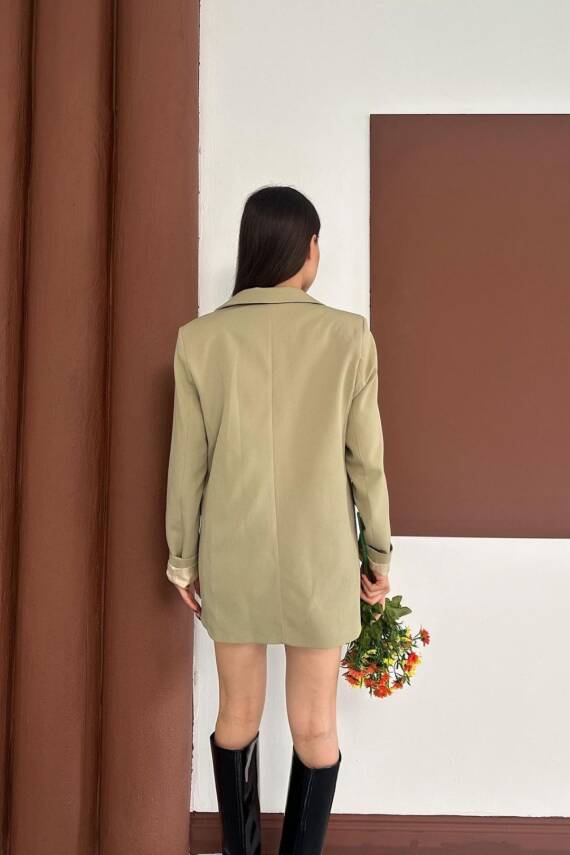 KRUVAZE YAKA İÇİ ÇİZGİ DESEN ASTARLI BLAZER CEKET MARKA MUADİL  - 7