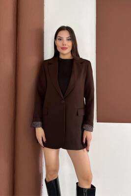 KRUVAZE YAKA İÇİ ÇİZGİ DESEN ASTARLI BLAZER CEKET MARKA MUADİL  - 11