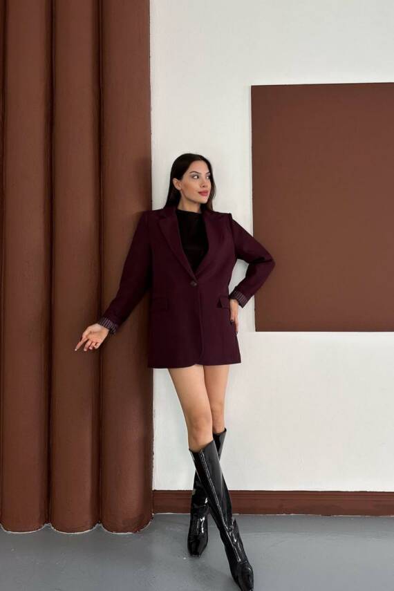 KRUVAZE YAKA İÇİ ÇİZGİ DESEN ASTARLI BLAZER CEKET MARKA MUADİL  - 16