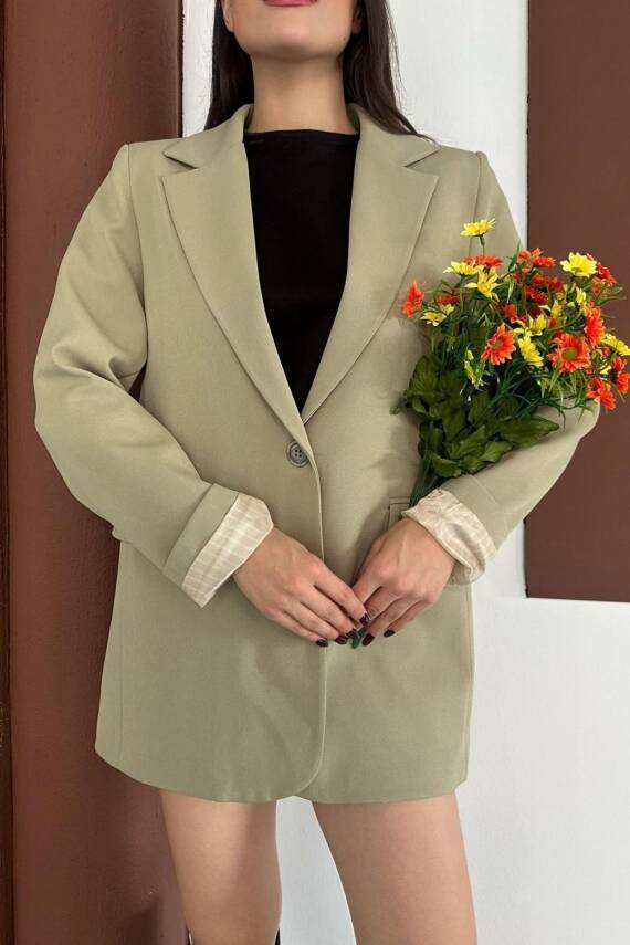 KRUVAZE YAKA İÇİ ÇİZGİ DESEN ASTARLI BLAZER CEKET MARKA MUADİL  - 17