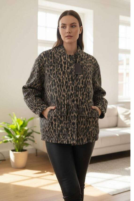 LEOPAR KAŞE MASSIMO MODEL BOMBER CEKET - 1