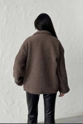 PELÜŞ OVERSİZE DİK YAKALI SPOR CEKET  - 2