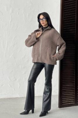 PELÜŞ OVERSİZE DİK YAKALI SPOR CEKET  - 7