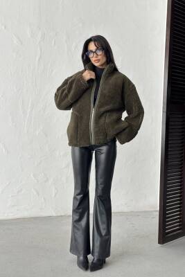 PELÜŞ OVERSİZE DİK YAKALI SPOR CEKET  - 8