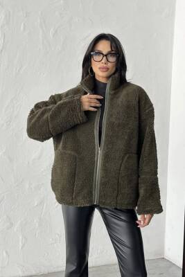 PELÜŞ OVERSİZE DİK YAKALI SPOR CEKET  - 13