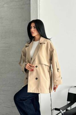 TRENÇKOT CEKET MİDİ BOY KUŞAKLI VE DETAYLI PREMIUM KALİTE ASTARLI - 3