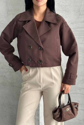 TRENÇKOT CROP PREMIUM KALİTE ASTARLI - 3