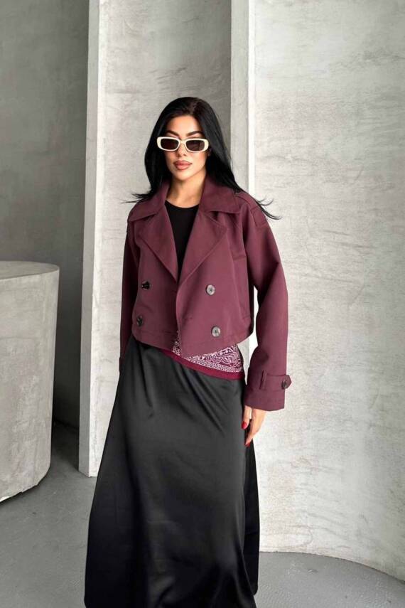 TRENÇKOT CROP PREMIUM KALİTE ASTARLI - 10