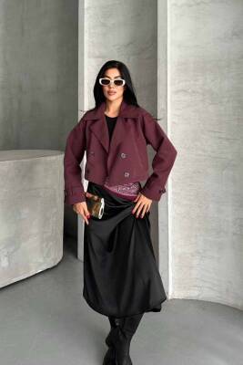 TRENÇKOT CROP PREMIUM KALİTE ASTARLI - 11