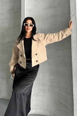 TRENÇKOT CROP PREMIUM KALİTE ASTARLI - 13