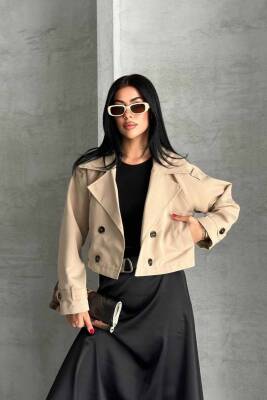 TRENÇKOT CROP PREMIUM KALİTE ASTARLI - 14