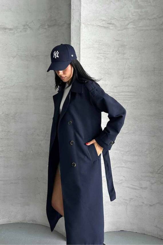 TRENÇKOT UZUN BOY KUŞAKLI VE ASTARLI PREMIUM KALİTE - 4