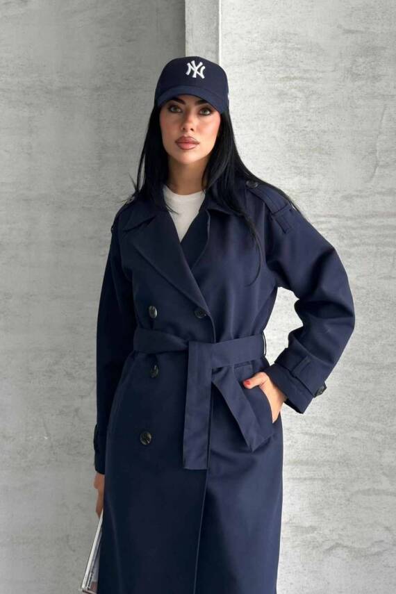 TRENÇKOT UZUN BOY KUŞAKLI VE ASTARLI PREMIUM KALİTE - 5