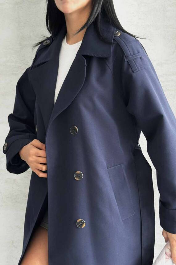 TRENÇKOT UZUN BOY KUŞAKLI VE ASTARLI PREMIUM KALİTE - 1
