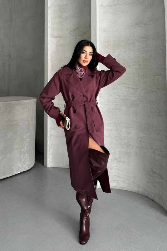 TRENÇKOT UZUN BOY KUŞAKLI VE ASTARLI PREMIUM KALİTE - 6