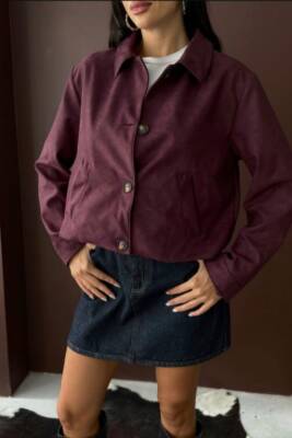 YAKALI MODEL SUNİ SÜET ASTARLI KISA CEP DETAYLI CEKET - 10